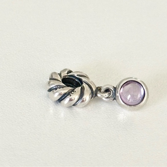 Pandora Amethyst Disk February Birthstone Rare Retired Bead Dangle Charm - Picture 2 of 6